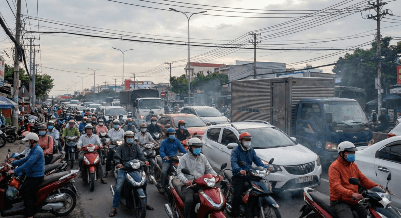 kẹt xe ở biên hòa