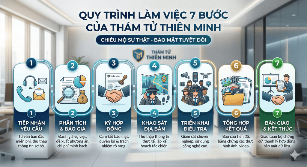Quy trình làm việc của dịch vụ Thám Tử Hậu Giang
